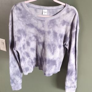 J.o & Co Cropped Tie-Dye Long Sleeve Waffle Knit Sz L